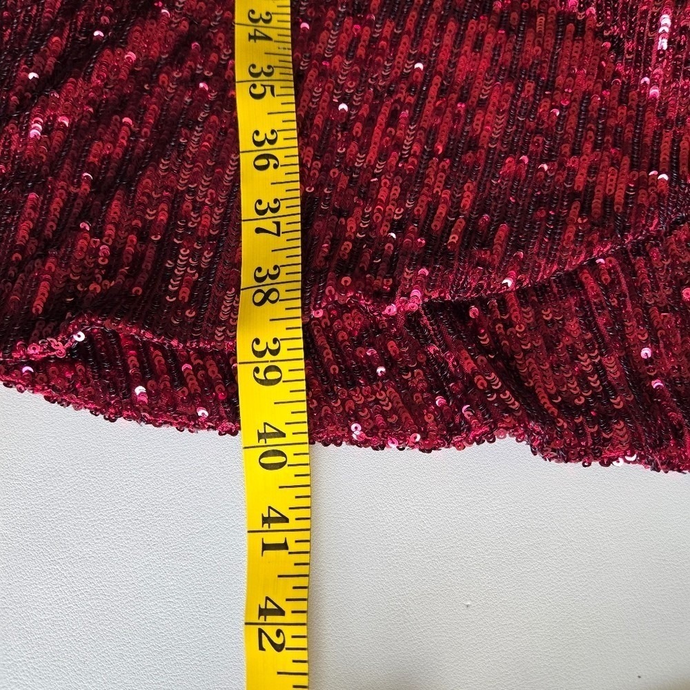 Sachin & Babi Burgundy Sequin Midi Dress L Designer Runway Glam Luxe Holiday NYE - Picture 11 of 14